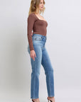 Judy Blue Full Size Run Vintage Wash Thermal Straight Jeans - Little Miss Vanilla