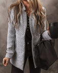 Light Grey Lapel Collar Long Jacket with Pockete - Little Miss Vanilla