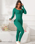 Scoop Neck Long Sleeve Active Jumpsuit - Little Miss Vanilla