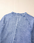 Raw Hem Button Down Long Sleeve Denim Dress - Little Miss Vanilla