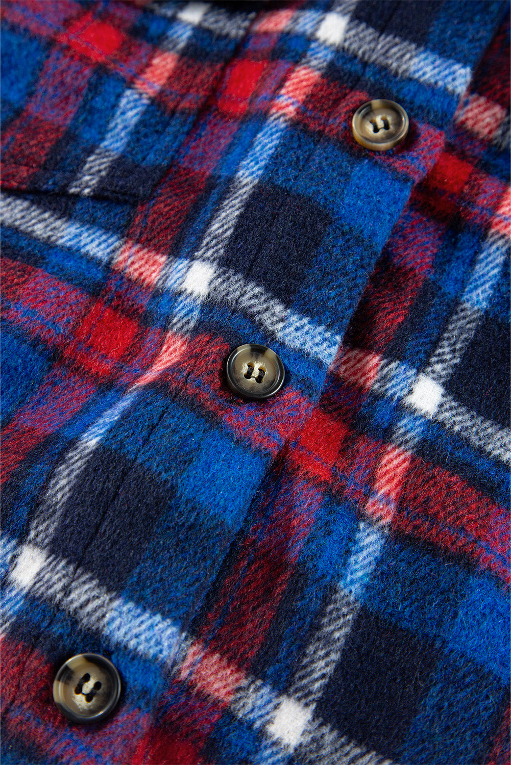 Navy Blue Plaid Flap Pocket Button Up Shacket - Little Miss Vanilla