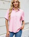 Collared Neck Short Sleeve Shirt - Little Miss Vanilla