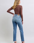 Judy Blue Full Size Run Vintage Wash Thermal Straight Jeans - Little Miss Vanilla