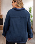 Plus Size Quarter Snap Long Sleeve Sweatshirt - Little Miss Vanilla