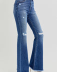 RISEN Full Size High Rise Distressed Raw Hem Flare Jeans - Little Miss Vanilla