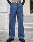 High Rise Straight Jeans with Cargo Pockets - Little Miss Vanilla