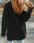 Black Contrast Flap Pockets Relaxed Shacket - Little Miss Vanilla