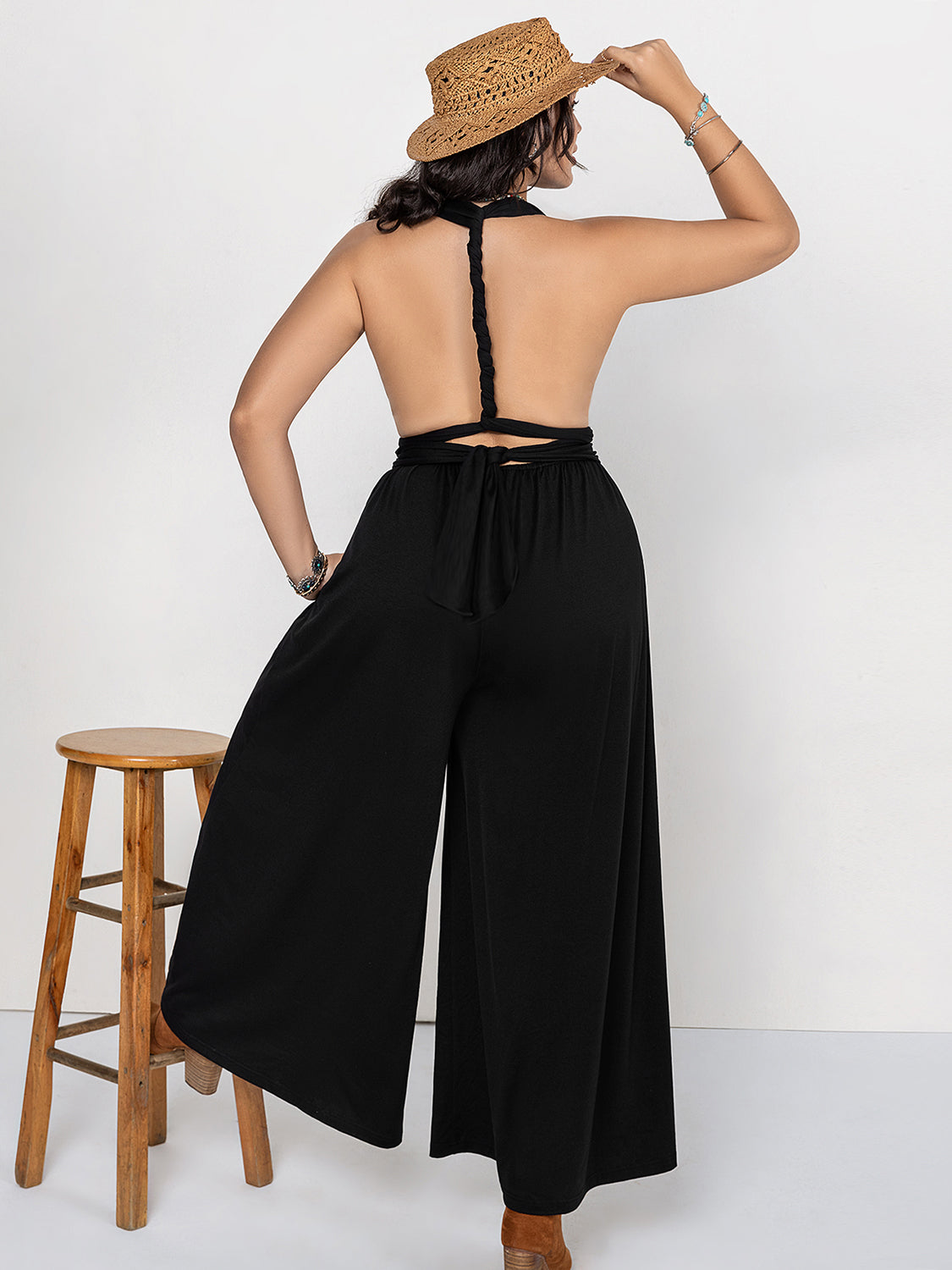 Plus Size V-Neck Wide Leg Jumpsuit - Little Miss Vanilla