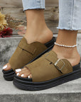 Summer Buckle Flats Sandals Fashion Fish Mouth Thick Bottom Slippers For Women Outdoor Non-slip Slides