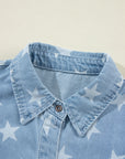 Raw Hem Star Collared Neck Denim Top - Little Miss Vanilla