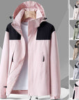 Hooded Windbreaker Unisex Fashion Colorblock Zip-up Jacket With Pockets Waterproof Outwear For Women Men Clothing