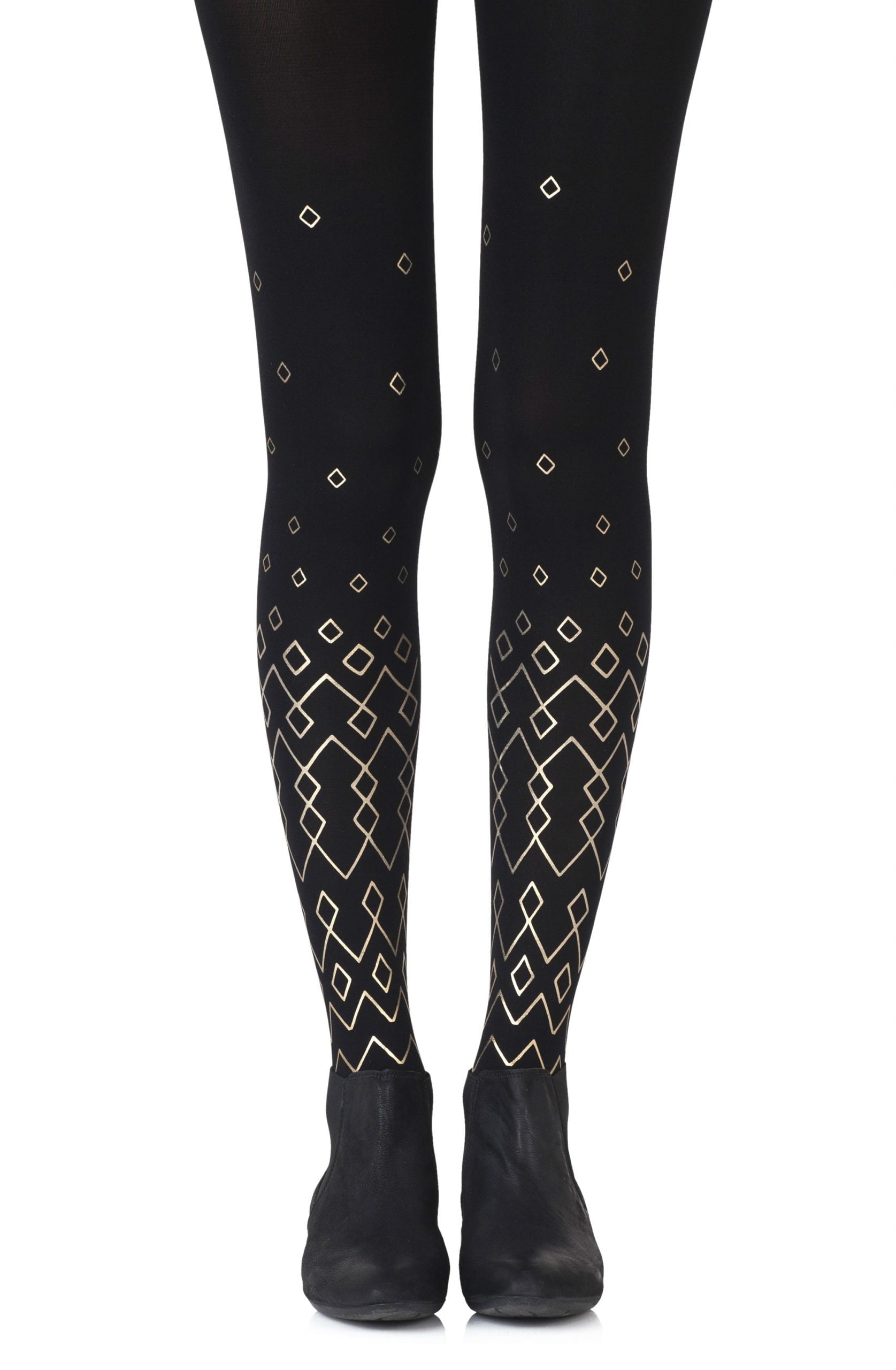 Zohara &quot;Diamonds Are Forever&quot; Black Print Tights