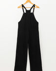 Black Solid Pocketed Loose Fit Corduroy Overall