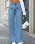 Faux Layered High Waist Jeans - Little Miss Vanilla