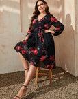 Honey Plus Size Floral Surplice Neck Tie Waist Dress - Little Miss Vanilla