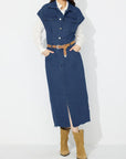 Slit Half Button Collared Neck Cap Sleeve Denim Dress - Little Miss Vanilla