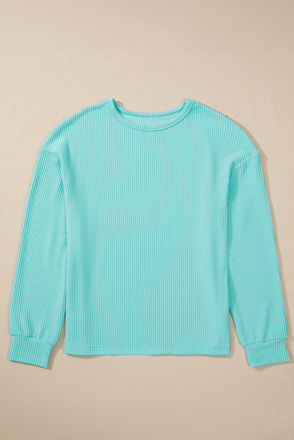 Corded Knit Round Neck Long Sleeve Top - Little Miss Vanilla