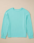 Corded Knit Round Neck Long Sleeve Top - Little Miss Vanilla