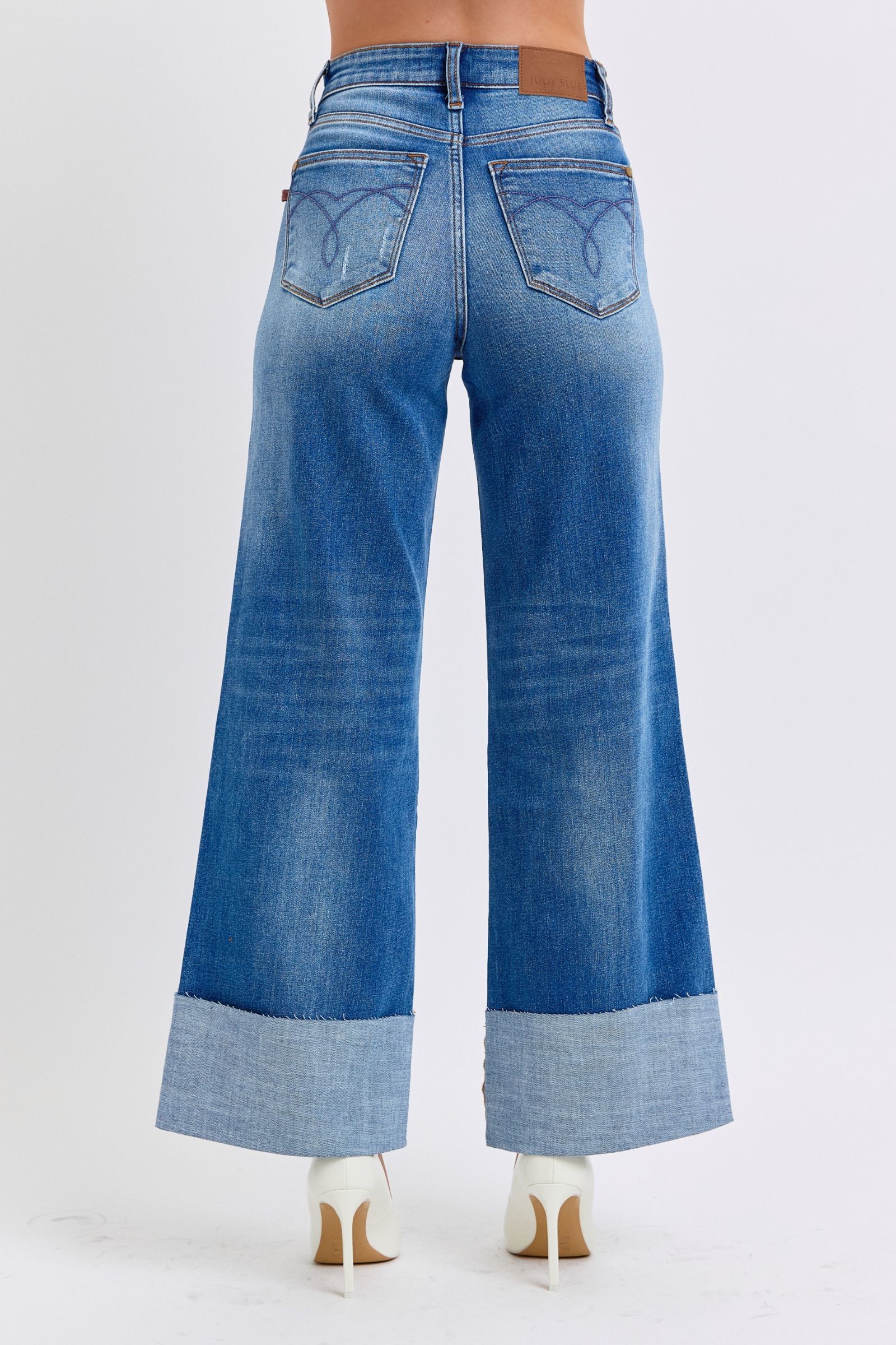 Judy Blue Full Size Distressed High Waist Wide Leg Jeans - Little Miss Vanilla