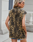 Leopard Buttton Up Denim Vest - Little Miss Vanilla