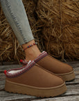 Chestnut Contrast Print Suede Plush Lined Snow Boots