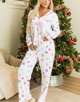 White Christmas Print Lapel Shirt and Pants Sleepwear - Little Miss Vanilla