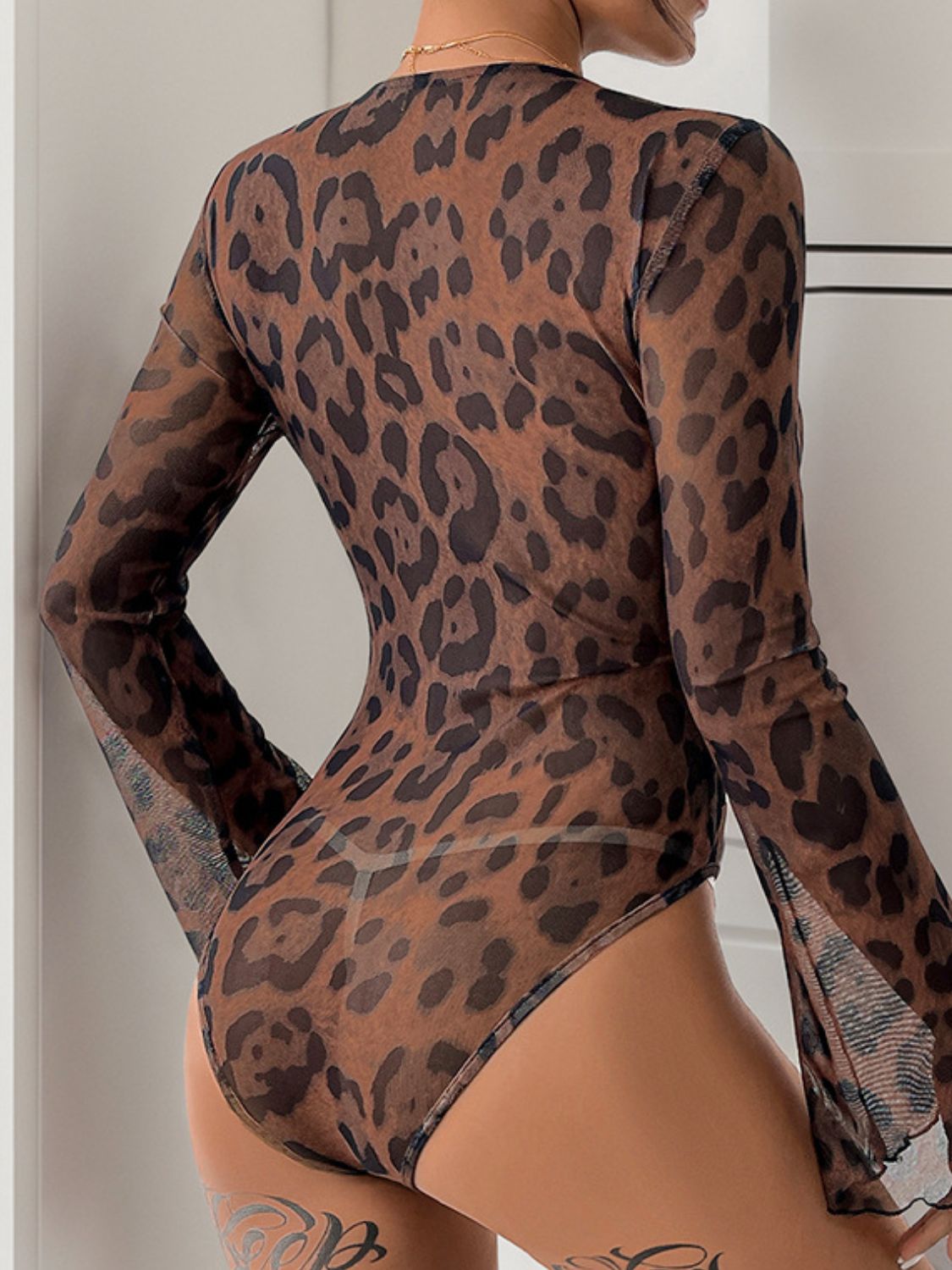 Perfee Leopard V-Neck Lace Bodysuit - Little Miss Vanilla