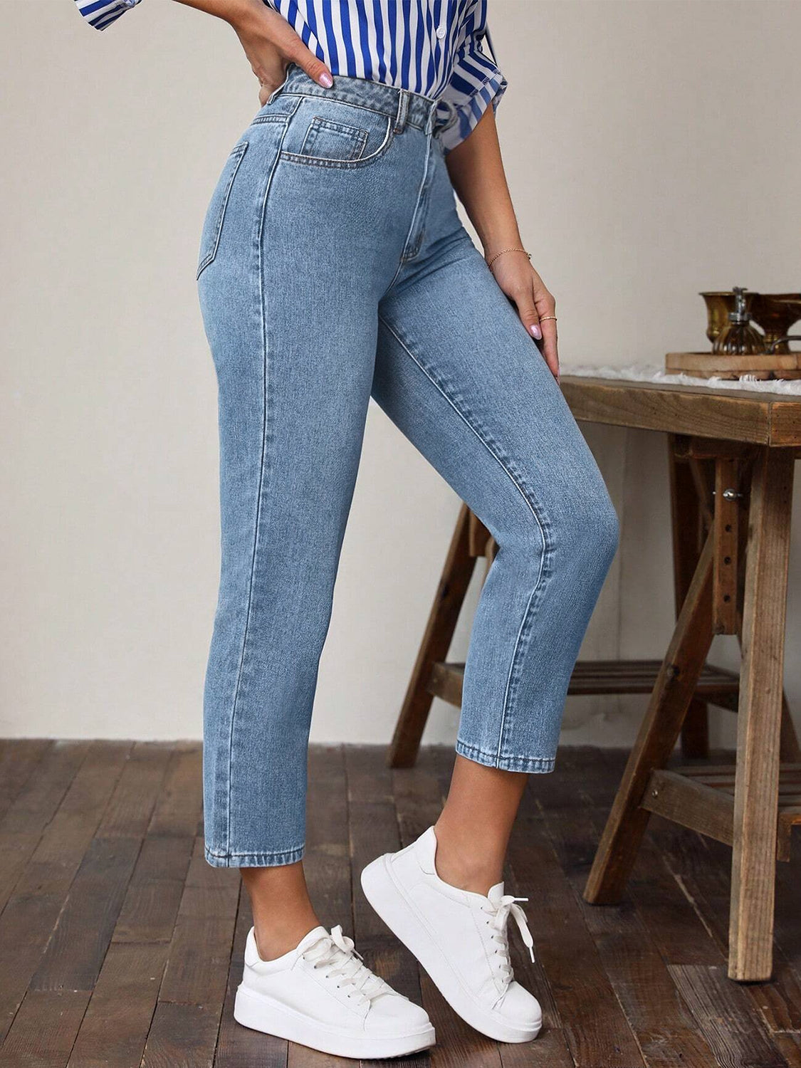 High Waist Jeans with Pockets - Little Miss Vanilla