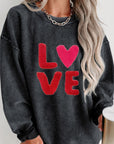 Valentine’s Day LOVE Round Neck Long Sleeve Sweatshirt - Little Miss Vanilla