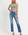 RISEN Full Size Mid Rise Ankle Straight Jeans with Pockets - Little Miss Vanilla