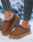 Chestnut Contrast Print Suede Plush Lined Snow Boots