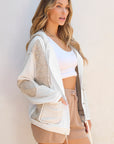 Beige Quilted Textured Patchwork Loose Fit Hooded Jacket - Little Miss Vanilla