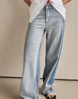 Contrast Straight Leg Jeans with Pockets - Little Miss Vanilla