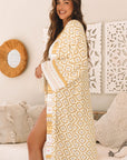 Yellow Bohemian Geometric Printed Loose Sleeve Long Kimono - Little Miss Vanilla