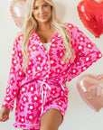 Pink Flower Print Long Sleeve Shirt Shorts Pajamas Set - Little Miss Vanilla