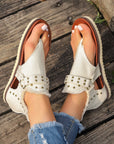 Denim Thong Sandals With Rear Zipper Summer Retro Beach Flat Shoes For Women