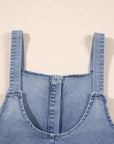 Wide Strap Denim Overalls with Pockets - Little Miss Vanilla