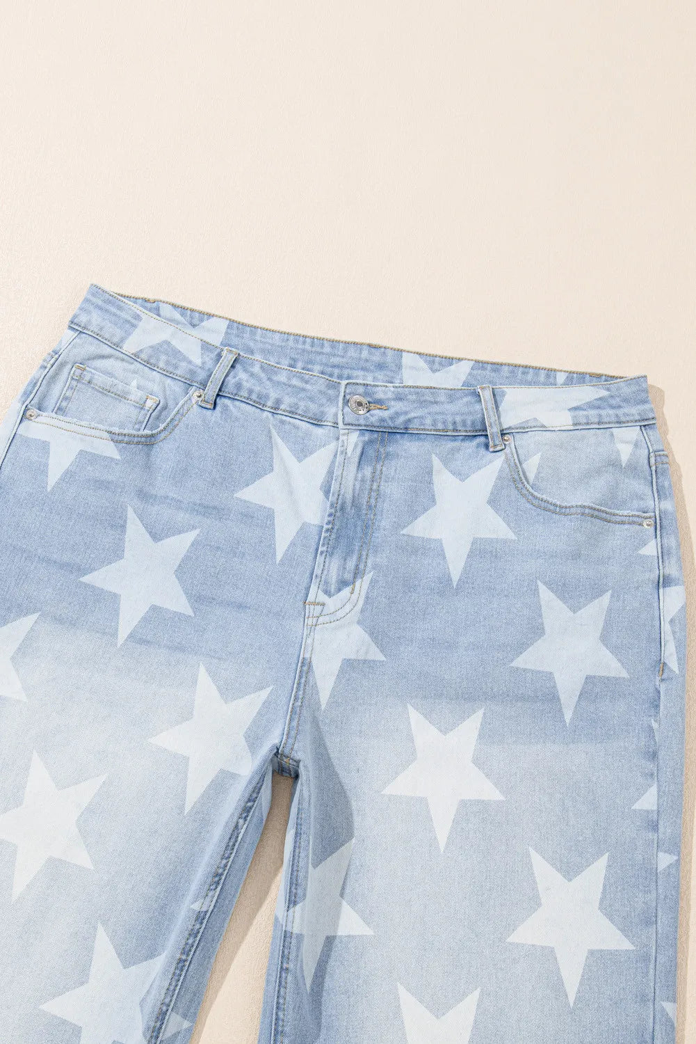 Plus Size Star Straight Leg Jeans with Pockets - Little Miss Vanilla