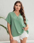 Honey Plus Size Buttoned V-Neck Short Sleeve Top - Little Miss Vanilla