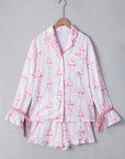 Pink Satin Bow Bell Sleeve Shirt and Ruffled Shorts Pajama Set - Little Miss Vanilla