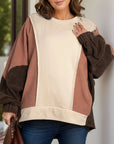 Plus Size Color Block Long Sleeve Hoodie - Little Miss Vanilla