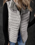 Silvery Plush Collared Quilted Zipped Puffer Vest - Little Miss Vanilla