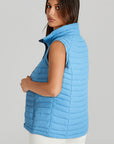 Sky Blue Plush Collared Quilted Zipped Puffer Vest - Little Miss Vanilla