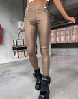 High Waist PU Leather Slim Fit Hip Raise Long Pants - Little Miss Vanilla