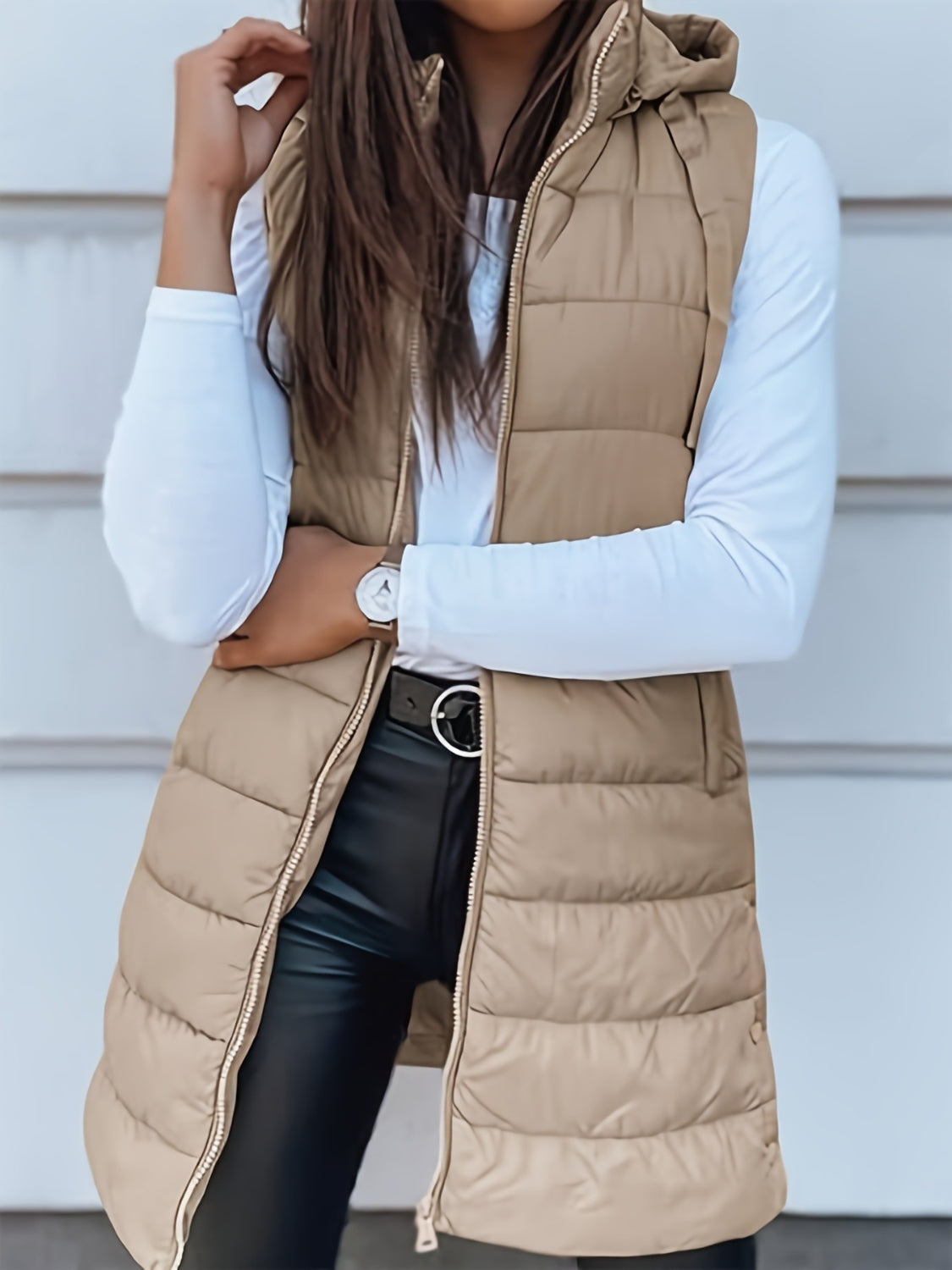 Plus Size Zip Up Hooded Vest Coat - Little Miss Vanilla