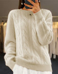 Fashion Retro Cable-knit Pullover Sweater Women