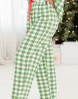 Light Green Christmas Plaid Print Shirt and Pants Pajama Set - Little Miss Vanilla