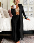 Black Split Long Cardigan and Skinny Pants Lounge Set - Little Miss Vanilla