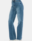 Judy Blue Full Size Tummy Control Cut Raw Hem Straight Jeans - Little Miss Vanilla