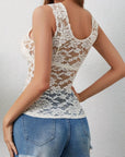 Lace Rose Pattern V-Neck Tank - Little Miss Vanilla